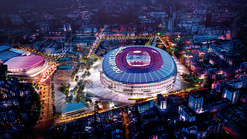 Spotify Camp Nou Barcelona Soccer Stadium, stadium, Camp Nou, Barcelona, cityscape HD wallpaper
