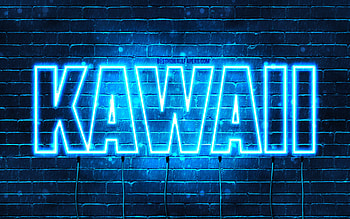 Happy Birtay Kawaii, , blue neon lights, Kawaii name, creative, Kawaii Happy Birtay, Kawaii Birtay, popular japanese male names, with Kawaii name, Kawaii HD wallpaper