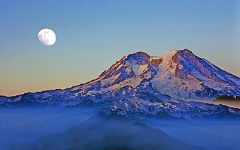 Snow, Mountain, Moon, Fog, , Pastel, Scenic, Sky HD wallpaper