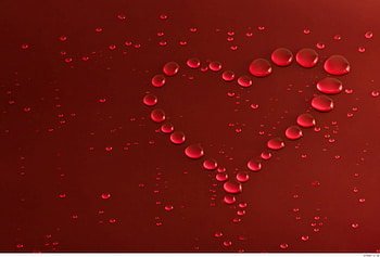 Heart Made Of Water Drops, heart, love, drops, red HD wallpaper