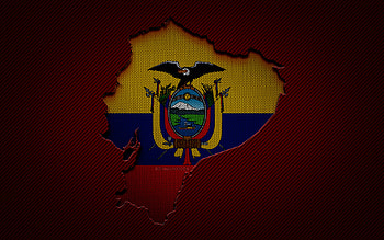 Ecuador map, , South American countries, Ecuadorian flag, red carbon background, Ecuador map silhouette, Ecuador flag, South America, Ecuadorian map, Ecuador, flag of Ecuador HD wallpaper