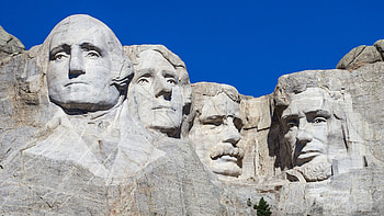 Presidents in stone, South Dakota beauty, Blue sky backdrop HD wallpaper