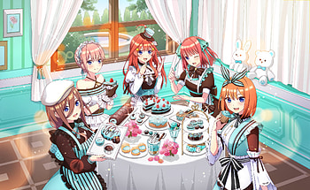 Quintessential Quintuplets: Afternoon Tea — Itsuki, Nino, Miku, Yotsuba & Ichika, Itsuki Nakano, Yotsuba Nakano, Miku Nakano, Nino Nakano, Ichika Nakano, Anime, The Quintessential Quintuplets HD wallpaper