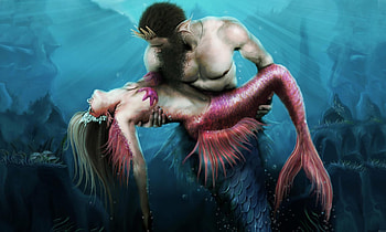 The Love of a Mermaid, ocean, fantasy, magical, dreamy, Mermaid, Love, Merman HD wallpaper