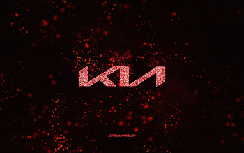 Kia glitter logo, , black background, Kia logo, red glitter art, Kia, creative art, Kia red glitter logo HD wallpaper
