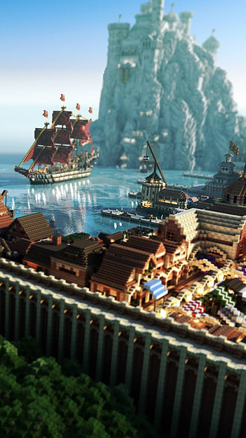 Epic Minecraft Seaside Fortress , video game, Minecraft HD phone wallpaper