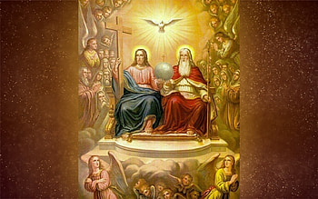 Holy Trinity, saints, Heaven, Jesus, Holy Spirit, God Father, angels HD wallpaper