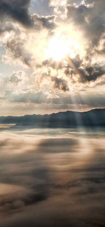 Sun rays, Clouds HD phone wallpaper