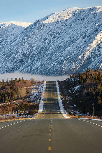 Nature, Mountains, Snow, Road, Fog, Snow Covered, Snowbound HD phone wallpaper