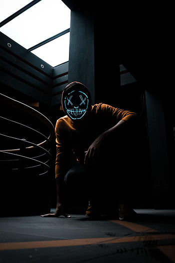 Miscellanea, Miscellaneous, Neon, Mask, Anonymous, Hood, Pose HD phone wallpaper