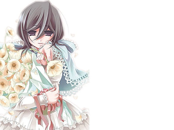 Rukia, sexy, white, ribbon, hot, cute, girl, anime girl, bleach, anime, flower, short hair, brown hair, female HD wallpaper