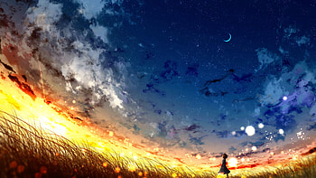 Art, Night, Moon, Girl, Loneliness, Alone, Lonely HD wallpaper