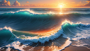 Ocean waves, water, ocean, wave, sea, sunset, Ocean Waves HD wallpaper