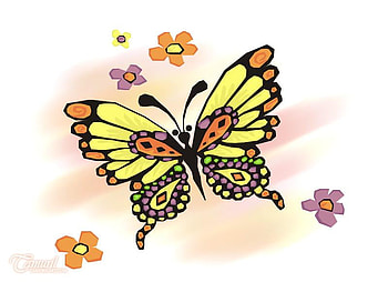 Butterfly, flowers, abstract HD wallpaper
