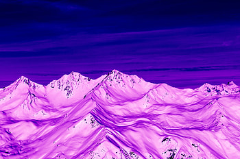 Pink mountains, peaks, glacier, aerial view HD wallpaper