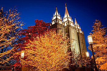 Salt Lake Temple, Salt Lake City, USA, Night city HD wallpaper