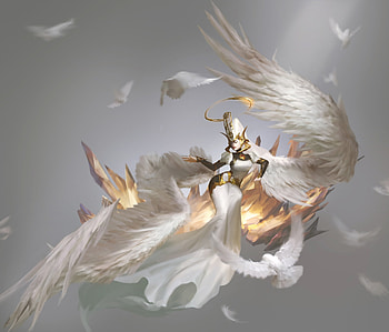 Angel, white, zhang li, wings, fantasy, girl HD wallpaper