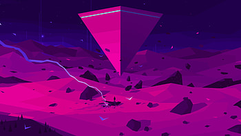 Triangle, Digital art, Pink and purple, Space-themed HD wallpaper