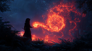 Fantasy Fire Magic Spellscape, fantasy, magic, fire spell, fire, sorcerer HD wallpaper