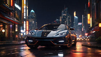 Shiny Car, Japan, neon, street, night, car HD wallpaper