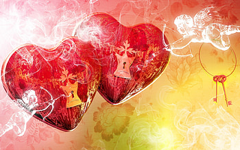 *** Two cupids and hearts ***, dwa, serca, walentynki, kupidyny HD wallpaper