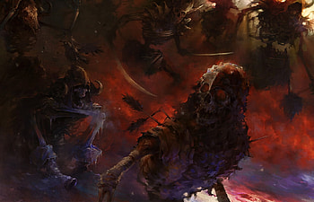 Oath-Breakers, skeletons, sword, armour, artwork, 3d, fantasy, arrows, abstract, cg, undead, helmet HD wallpaper