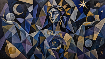 Celestial Empress — Cosmic Goddess, Woman, Abstract, Moon, Star HD wallpaper