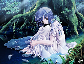 Hiding her Wings, shadows, feathers falling, girl, sadness HD wallpaper