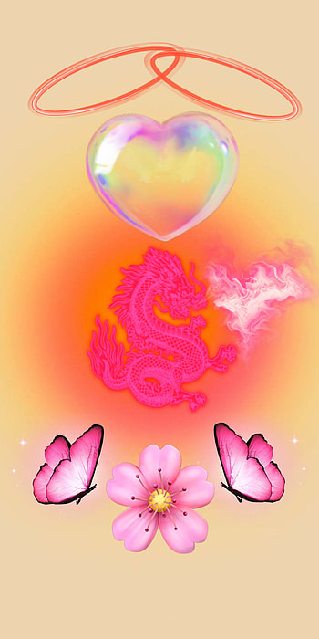 Fire within, love, red, beautiful, art, pink, rings, backround, dragon, heart HD phone wallpaper