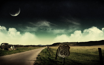 Landscape, Sky, Art, Roads HD wallpaper