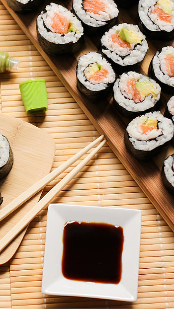 Mouth-watering maki rolls, Exquisite sushi artistry, Visual feast, Mobile HD phone wallpaper