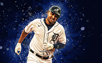 Jonathan Schoop, , Detroit Tigers, MLB, baseman, baseball, Mamba, Jonathan Rufino Jezus Schoop, blue neon lights, Jonathan Schoop Detroit Tigers, Jonathan Schoop HD wallpaper