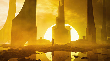 Roam In Stillness, alone, yellow, artist, artwork, digital-art HD wallpaper