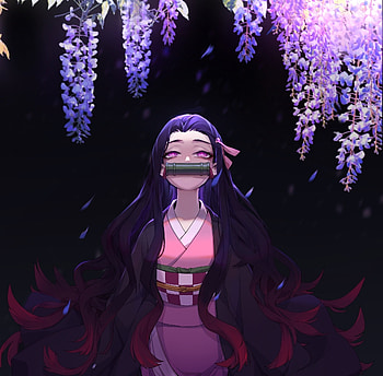 Nezuko Kamado, anime girl, blossom HD wallpaper