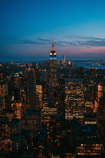 Cities, Usa, Skyscraper, View From Above, Night City, City Lights, United States, Megapolis, Megalopolis, New York HD phone wallpaper