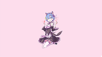 Minimal, anime girl, blue hair, Rem, Re:Zero HD wallpaper