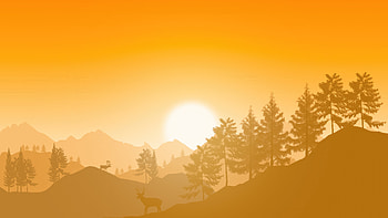 Sunrise Minimal Reindeer Mountains , reindeer, sunrise, minimalism, minimalist, artist, artwork, digital-art HD wallpaper