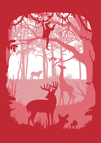 Animals, Art, Vector, Forest, Silhouettes HD phone wallpaper