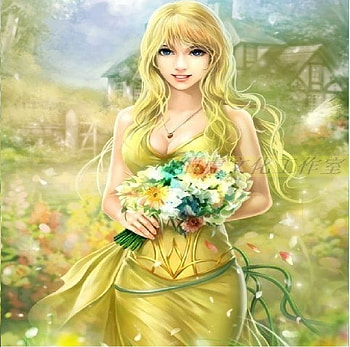 Flower girl, girl, flowers, field HD wallpaper