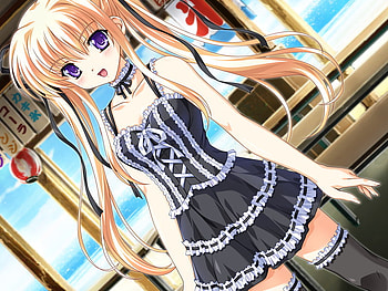 long blonde hair cute girl, cute, blonde hair, anime, long hair HD wallpaper