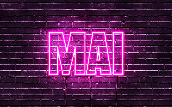 Happy Birtay Mai, , pink neon lights, Mai name, creative, Mai Happy Birtay, Mai Birtay, popular japanese female names, with Mai name, Mai HD wallpaper