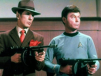 Spock and Tommy gun, tv, star trek, men, movie, other HD wallpaper