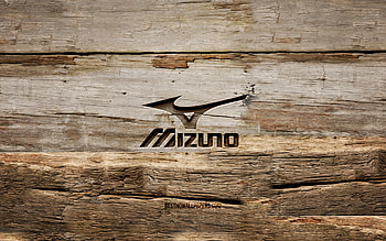 Mizuno wooden logo, , wooden backgrounds, brands, Mizuno logo, creative, wood carving, Mizuno HD wallpaper