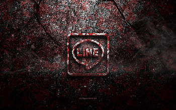 Line logo, grunge art, Line stone logo, red stone texture, Line, grunge stone texture, Line emblem, Line 3d logo HD wallpaper