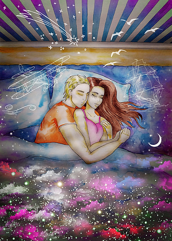 Dream, couple, love, art HD phone wallpaper