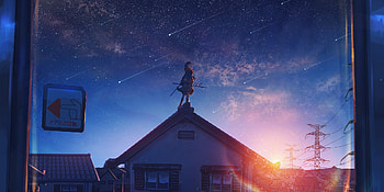 Anime Original Girl Shooting Star, anime-girl, anime, artist, artwork, digital-art, shooting-star HD wallpaper