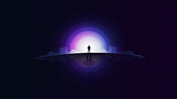 Man and moon, lights, glow, silhouette HD wallpaper