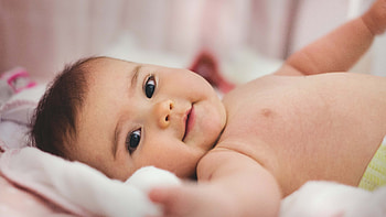 Cute Baby Toddler Is Lying Donw On Bed Cloth In Blur Background Cute HD wallpaper