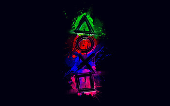 The PlayStation, PlayStation logo , Minimalist designs, Creative artwork HD wallpaper