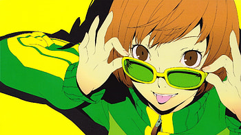 Brown Eyes Brunettes Close-up Faces Glasses Meganekko Persona 4 Series Satonaka Chie Shin Megami Tensei Short Hair Simple Background Soejima Shigenori ... HD wallpaper